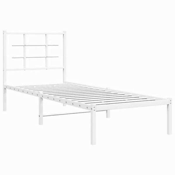 vidaXL Bett Metallbett ohne Matratze mit Kopfteil Weiß 75x190 cm günstig online kaufen