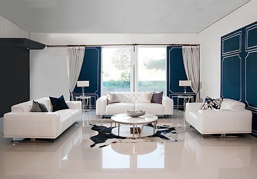 Xlmoebel Wohnzimmer-Set Chesterfield Wohnzimmergarnitur aus Leder bestehend günstig online kaufen