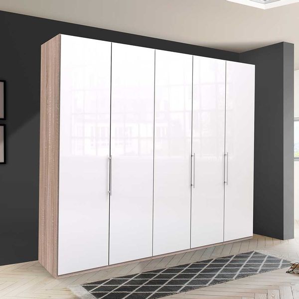 Premium Kleiderschrank in Weiß Eiche Sägerau günstig online kaufen