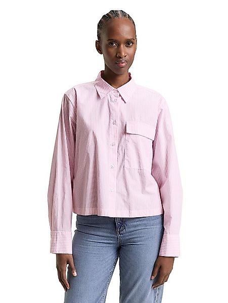 TOM TAILOR Denim Langarmbluse gestreift, kurze Form, mit Brusttasche günstig online kaufen