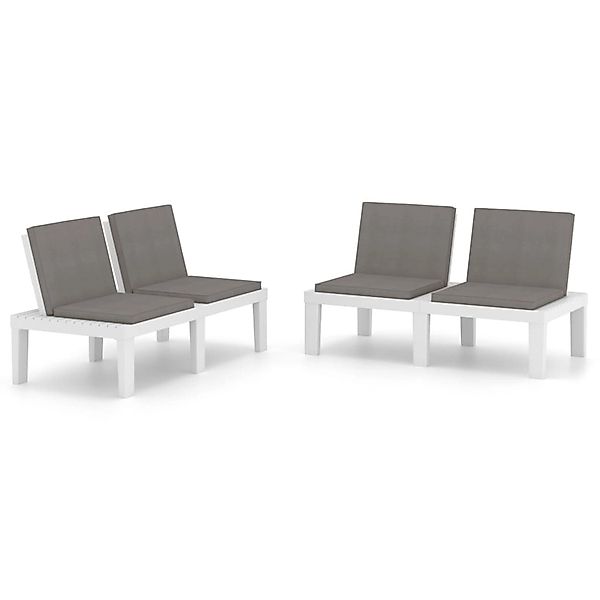 Gartenbänke Mit Kissen 2 Stk. Kunststoff Weiß günstig online kaufen