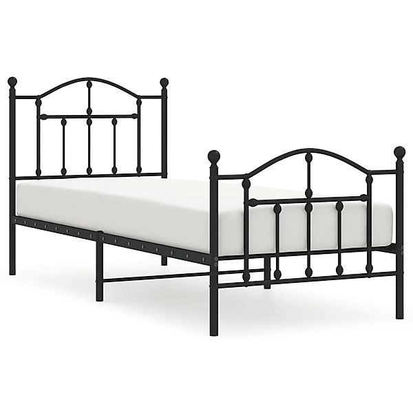 vidaXL Bettgestell, Bettrahmen mit Kopf- und Fußteil Metall Schwarz 90x190 günstig online kaufen