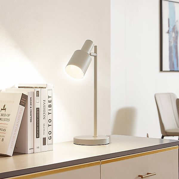 Lindby Tischleuchte Ovelia, beige, Metall, E27 günstig online kaufen