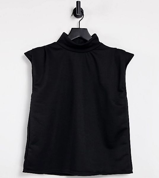 I Saw It First Plus – T-Shirt mit Schulterpolstern in Schwarz günstig online kaufen