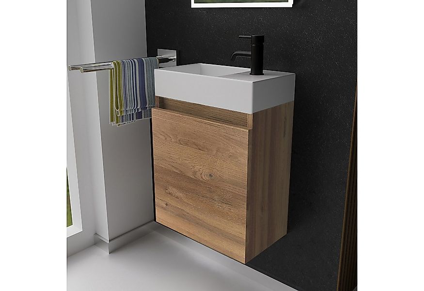 Alpenberger Badmöbel-Set Gäste WC Waschbecken mit Unterschrank - Badschrank günstig online kaufen