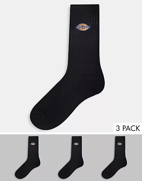 Dickies – Valley Grove – 3er-Pack Socken mit Stickerei in Schwarz günstig online kaufen