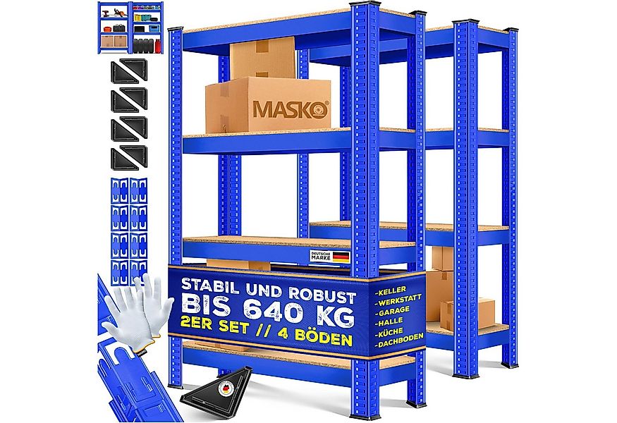 MASKO Schwerlastregal, 2er-Set Lagerregal aus Metall mit verstellbaren Abla günstig online kaufen