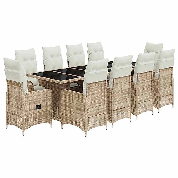 vidaXL 11-Tlg Garten-Bistro-Set mit Kissen Beige Poly Rattan 3277287 günstig online kaufen