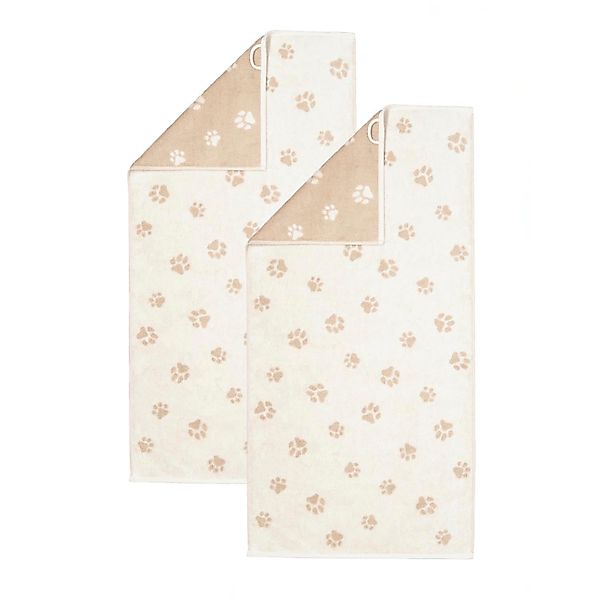2 Stück Cawö We love Dogs Handtücher 6247-33 Pfoten Natur 50x100 günstig online kaufen