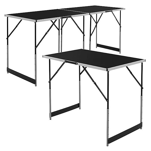 ECD Germany 3-Teilig Tapeziertisch Klappbar 100x60 cm Schwarz Höhenverstell günstig online kaufen