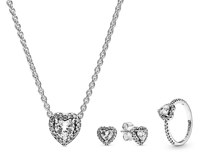 Pandora Schmuckset Schmuck-Set Kette, Ohrringe und Ring Herz günstig online kaufen