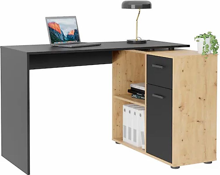 FMD Eckschreibtisch »AUGSBURG«, Schreibtisch/Sideboard m. Stauraum, beidsei günstig online kaufen