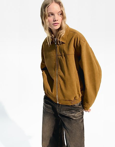 Bershka Jacke Aus Wildlederimitat Im Trucker-Stil Damen S Hellbraun günstig online kaufen