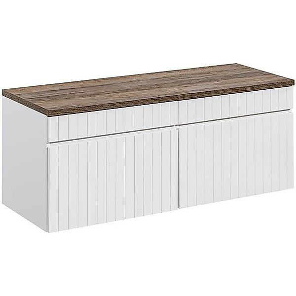 Lomadox Waschbeckenschrank IRAKLIO-56 weiß matt mit Vintage Eiche Nb. 120,4 günstig online kaufen