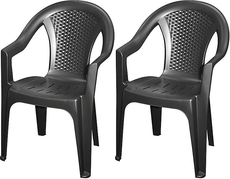 Progarden Gartenstuhl Kunststoff Anthrazit Stapelbar 2 er Set (2 St), UV-Be günstig online kaufen