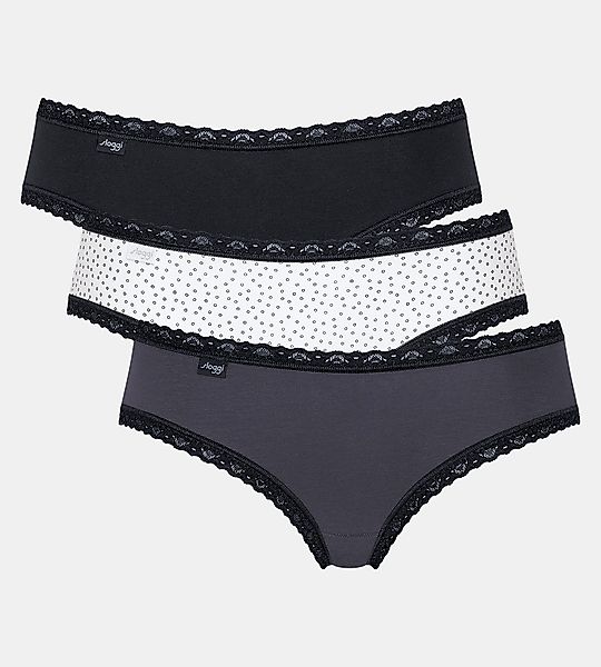 sloggi Hipster "24/7 Weekend", (3er Pack), mit flachen Spitzen-Kanten, Baum günstig online kaufen