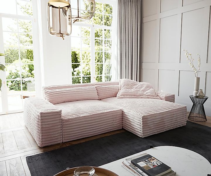 DELIFE Ecksofa Sirpio, XL Plüschcord Rosé günstig online kaufen