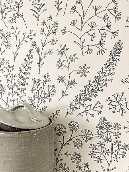 Newroom Vliestapete, Weiß Tapete Floral Blumen - Vintage Blumentapete Schwa günstig online kaufen