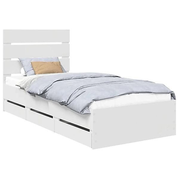 vidaXL Bettrahmen mit Schubladen Weiß 75 x 190 cm Ingenieurs Holz 3411868 günstig online kaufen