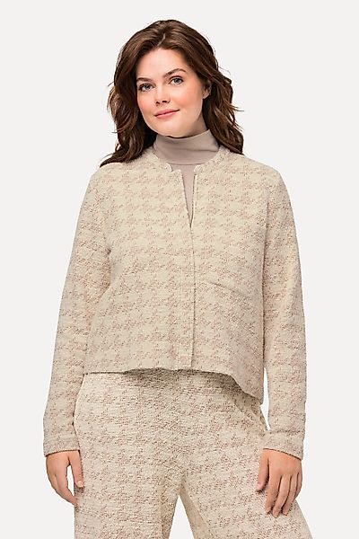 Ulla Popken Kurzjacke Bouclé-Jacke Oversized Stehkragen günstig online kaufen