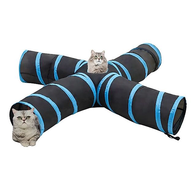 vidaXL Spieltunnel, Katzentunnel 4-Wege Schwarz und Blau 25 cm Polyester günstig online kaufen