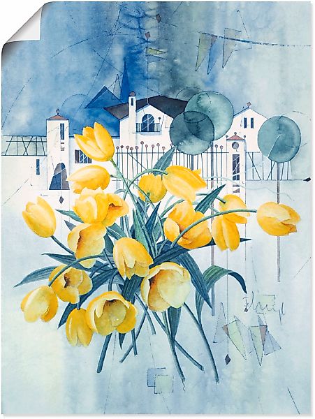 Artland Poster "Ansicht mit Tulpen", Blumen, (1 St.), als Leinwandbild, Wan günstig online kaufen