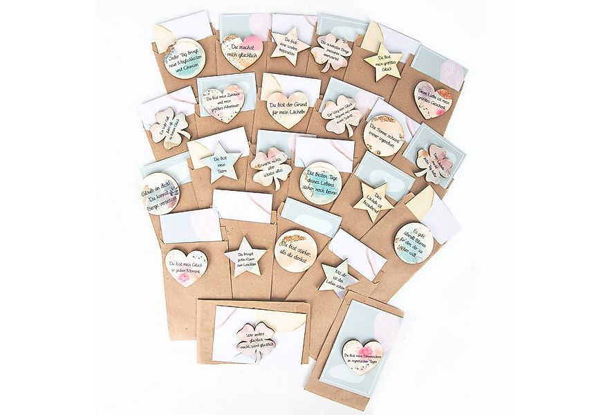 Logbuch-Verlag Dekofigur 24 kleine Glückssteine aus Holz mit Karte & Verpac günstig online kaufen