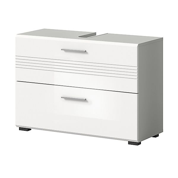 Inn.Furn Waschbeckenunterschrank Weiß Hochglanz Grau 80 cm Carlo günstig online kaufen