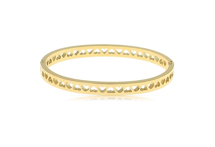 Made by Nami Armreif Damen Gold Edelstahl eingravierte Herzen 5,8 cm, aus E günstig online kaufen