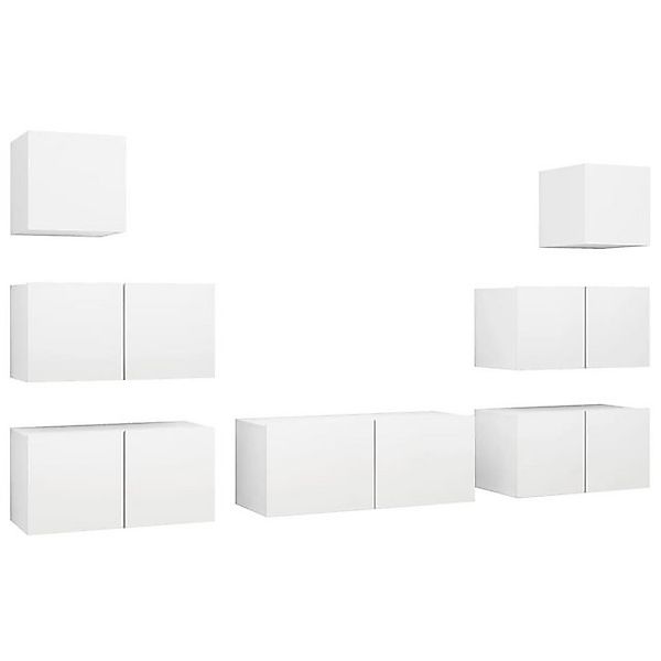 furnicato TV-Schrank 7-tlg. TV-Schrank-Set Weiß Holzwerkstoff (1-St) günstig online kaufen