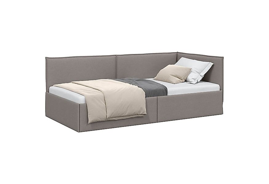 vidaXL Bett Eckbettgestell mit Kopfteil Taupe 80 x 200 cm Samt (1-tlg) günstig online kaufen