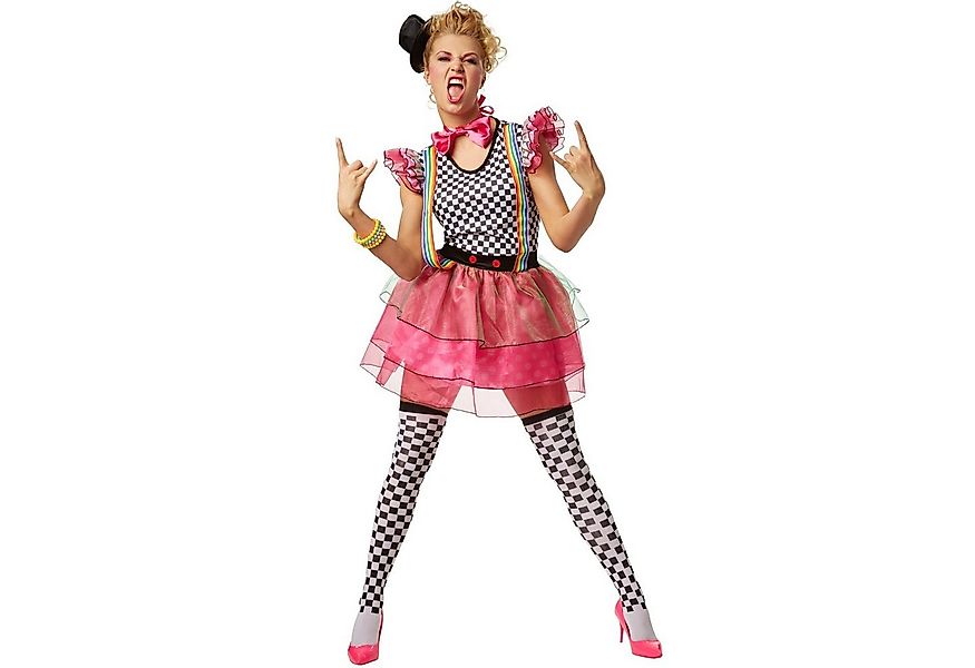 dressforfun Clown-Kostüm Frauenkostüm Neon Clown, Schrill-buntes Einteiler günstig online kaufen