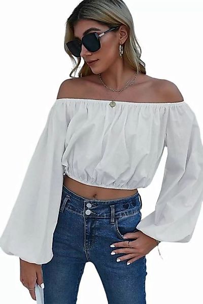 ZWY Bigshirt Neues weißes Damenhemd mit Laternenärmeln günstig online kaufen