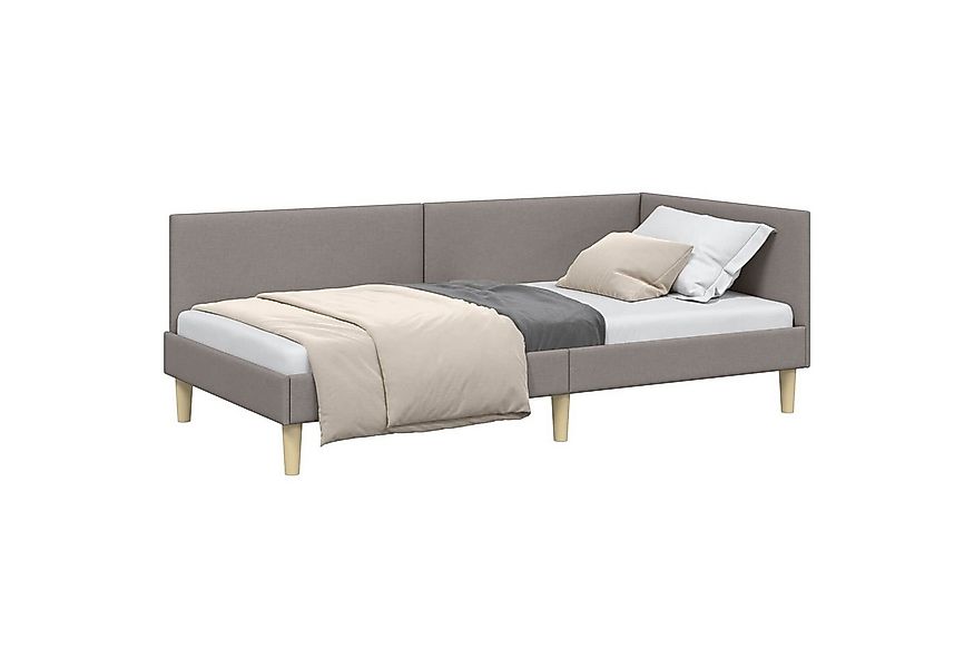 vidaXL Bett Eckbettgestell Taupe 100 cm x 200 cm Stoff und Sperrholz (1-tlg günstig online kaufen