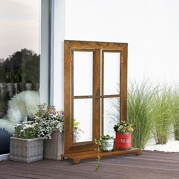 Outsunny Fenster Eisenfenster Edelrost Sprossenfenster 55 günstig online kaufen