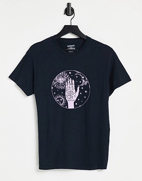 Heartbreak – T-Shirt mit Handlese-Grafikprint-Schwarz günstig online kaufen