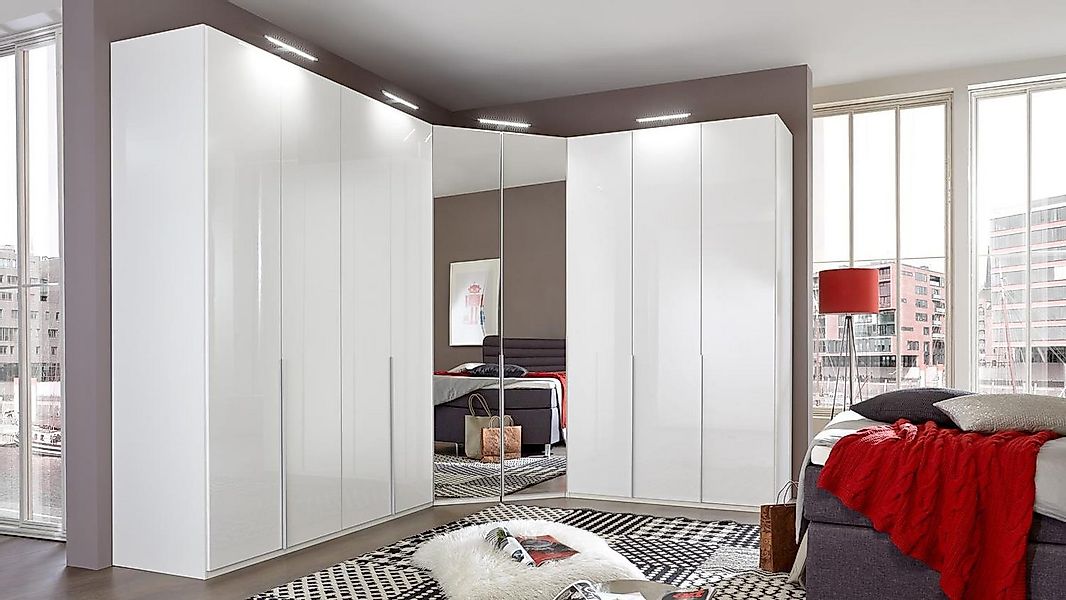 Wimex Eckkleiderschrank Eckschrank New York D 255x300 cm Softwhite mit Spie günstig online kaufen