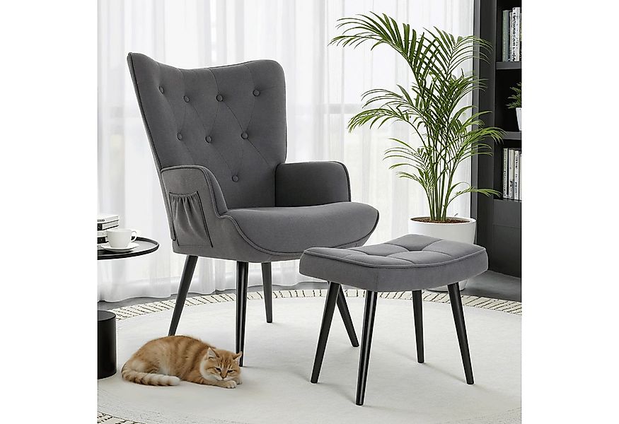 TLGREEN Relaxsessel Ohrensessel mit Hocker, (Chenillestoff,Belastbarkeit 16 günstig online kaufen