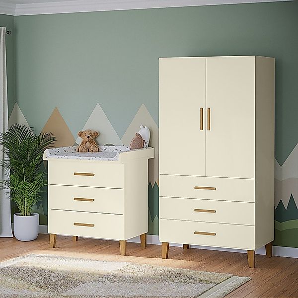 Bellabino Babymöbel-Set Liri, (Beige/Natur, 2-tlg., Wickelkommode günstig online kaufen