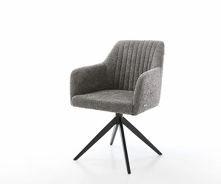 Esszimmerstuhl Greg-Flex Bouclé Grau Kreuzgestell breit Schwarz Taschenfede günstig online kaufen