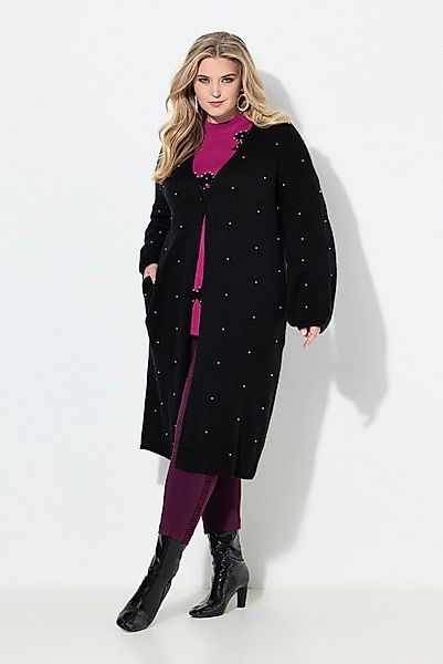 MIAMODA Cardigan Long-Strickjacke Zierperlen Ballon-Langarm günstig online kaufen