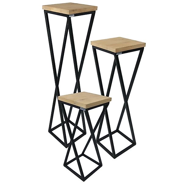 holz4home Dekoständer aus Eiche Gedrehte Streben Variante in Hellgrau Geölt günstig online kaufen