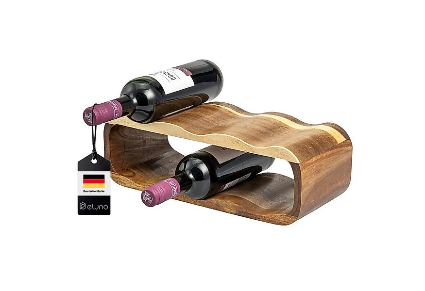eluno Weinregal für 6 Flaschen, Flaschenregal aus Akazienholz, 38 x 12,5 x günstig online kaufen