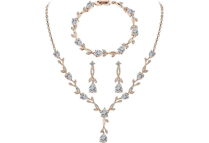 LuxusKollektion Schmuckset Schmuckset Hochzeit Silber 925 Halskette Zirkoni günstig online kaufen