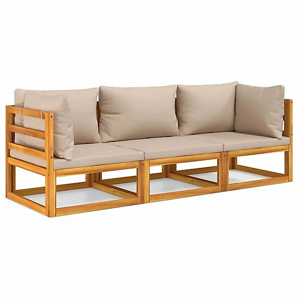 Vidaxl 3-tlg. Garten-lounge-set Mit Taupe Kissen Massivholz günstig online kaufen