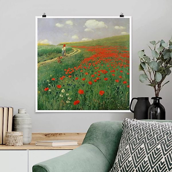 Poster - Quadrat Pál Szinyei-Merse - Sommerlandschaft mit blühendem Mohn günstig online kaufen