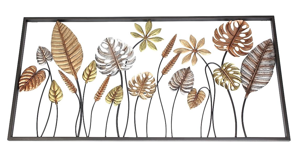 Dekoleidenschaft Wandbild "Blätter" aus Metall, 90x45 günstig online kaufen