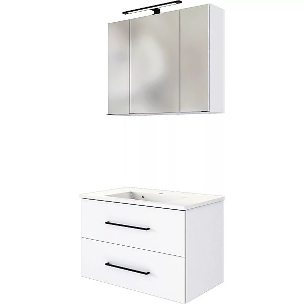 Held Möbel Waschtisch-Set Rom 80 cm x 64 cm x 47 cm Weiß-Weiß günstig online kaufen