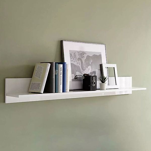 Wohnzimmer Regal in Weiß Hochglanz 138 cm breit - 18 cm hoch günstig online kaufen