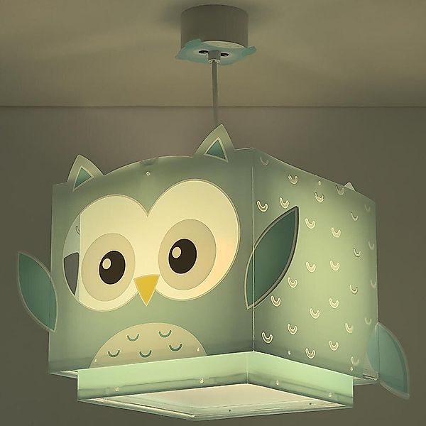 Kinderzimmer Pendelleuchte Little Owl in Hellblau und Weiß E27 günstig online kaufen